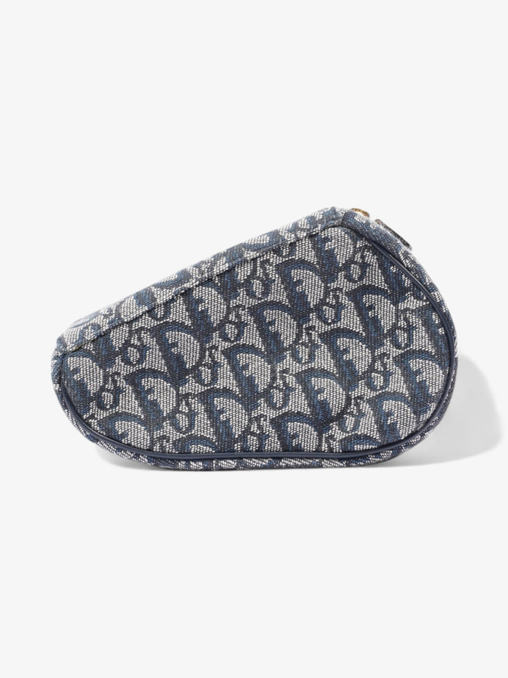 Christian Dior Trotter Saddle Pouch Blue Oblique Cotton