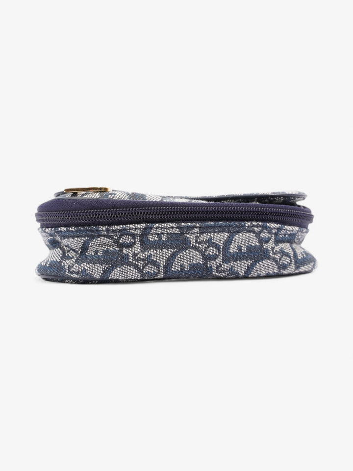 Christian Dior Trotter Saddle Pouch Blue Oblique Cotton