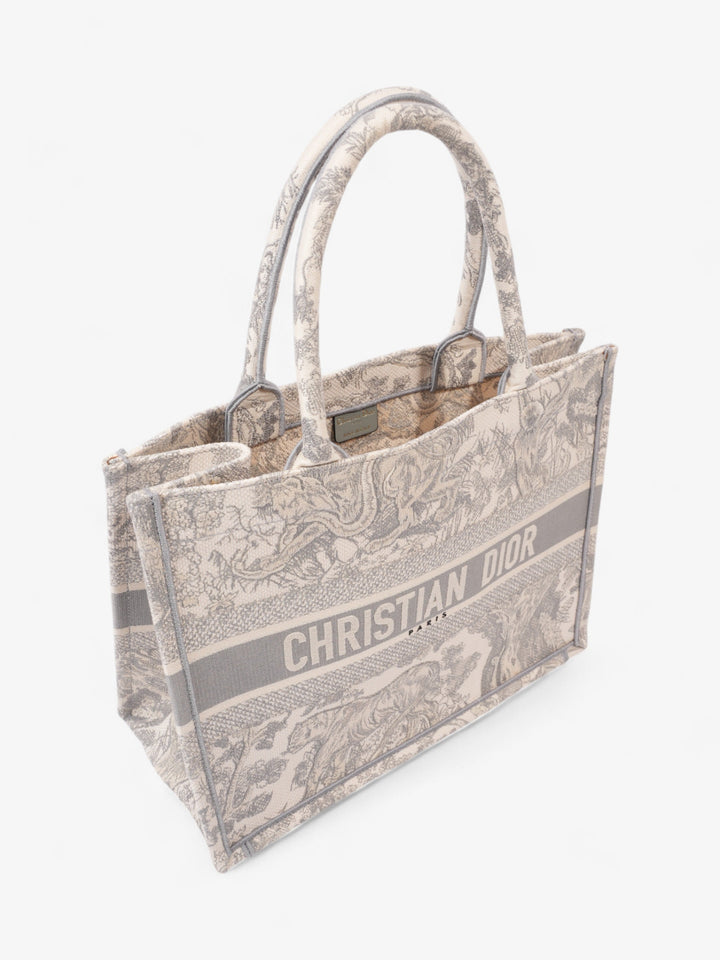 Christian Dior Book Tote Grey Oblique / White Cotton Medium