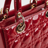 Christian Dior Lady Dior Medium Red Patent