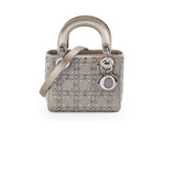 Christian Dior Mini Lady Dior Satin Grey Crystal