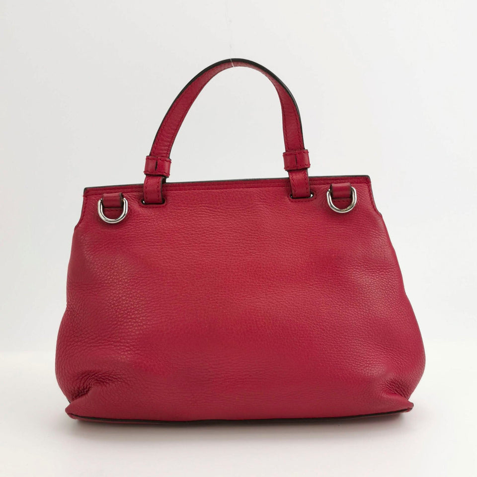 Gucci Pink Leather Small Bamboo Daily Top Handle Bag