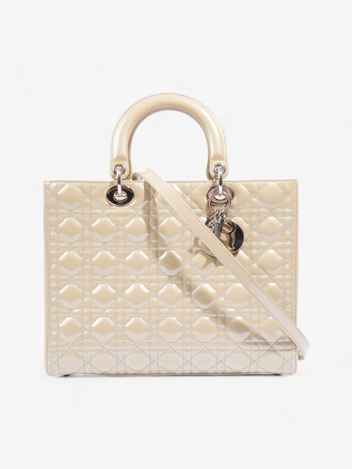 Christian Dior Lady Dior Natural Patent Leather Large