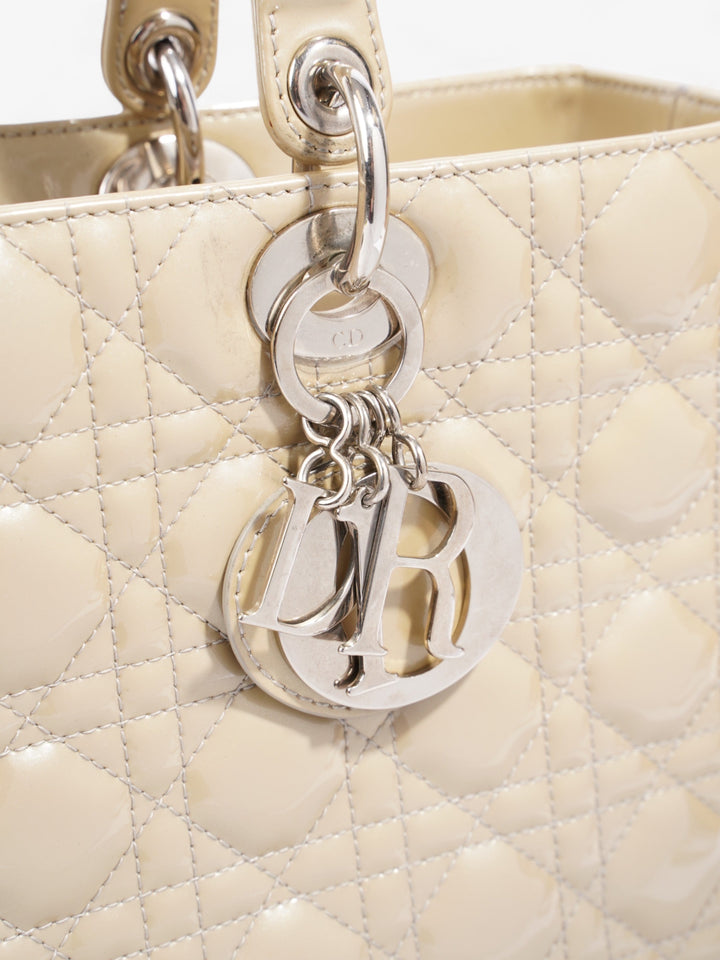 Christian Dior Lady Dior Natural Patent Leather Large