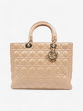 Christian Dior Lady Dior Beige Lambskin Leather Large