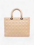 Christian Dior Lady Dior Beige Lambskin Leather Large