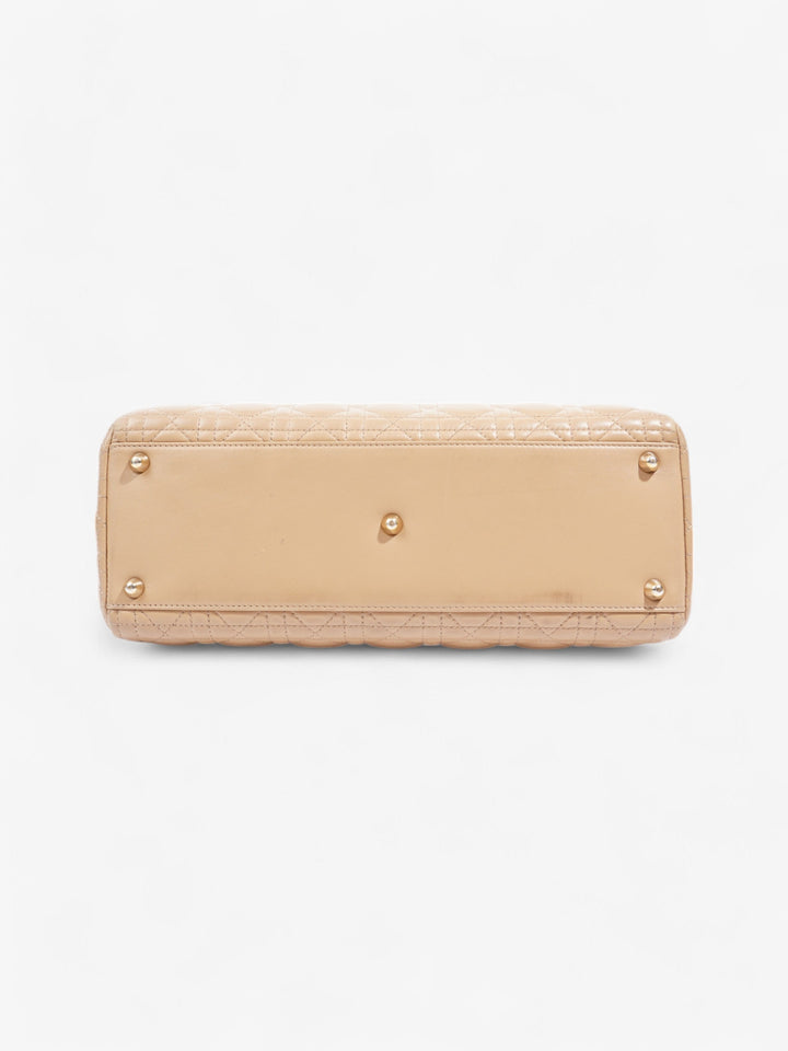 Christian Dior Lady Dior Beige Lambskin Leather Large