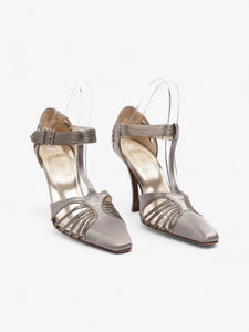 Christian Dior Strappy Pointed Heel 100mm Grey Satin EU 37.5 UK 4.5