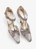 Christian Dior Strappy Pointed Heel 100mm Grey Satin EU 37.5 UK 4.5