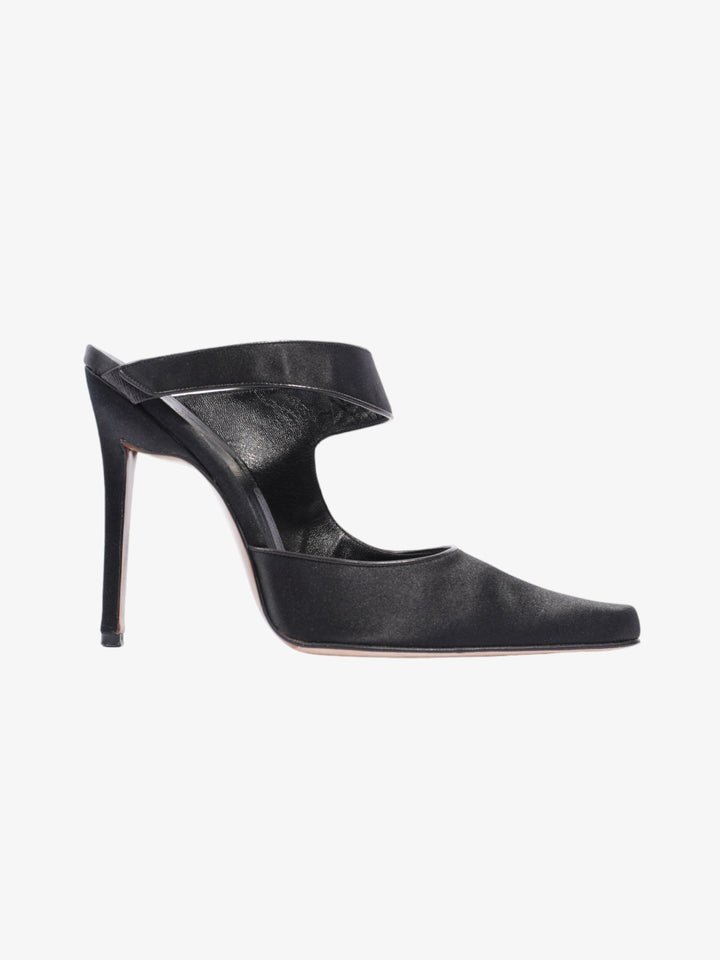 Christian Dior Strap Pointed Heels 110mm Black Satin EU 39 UK 6