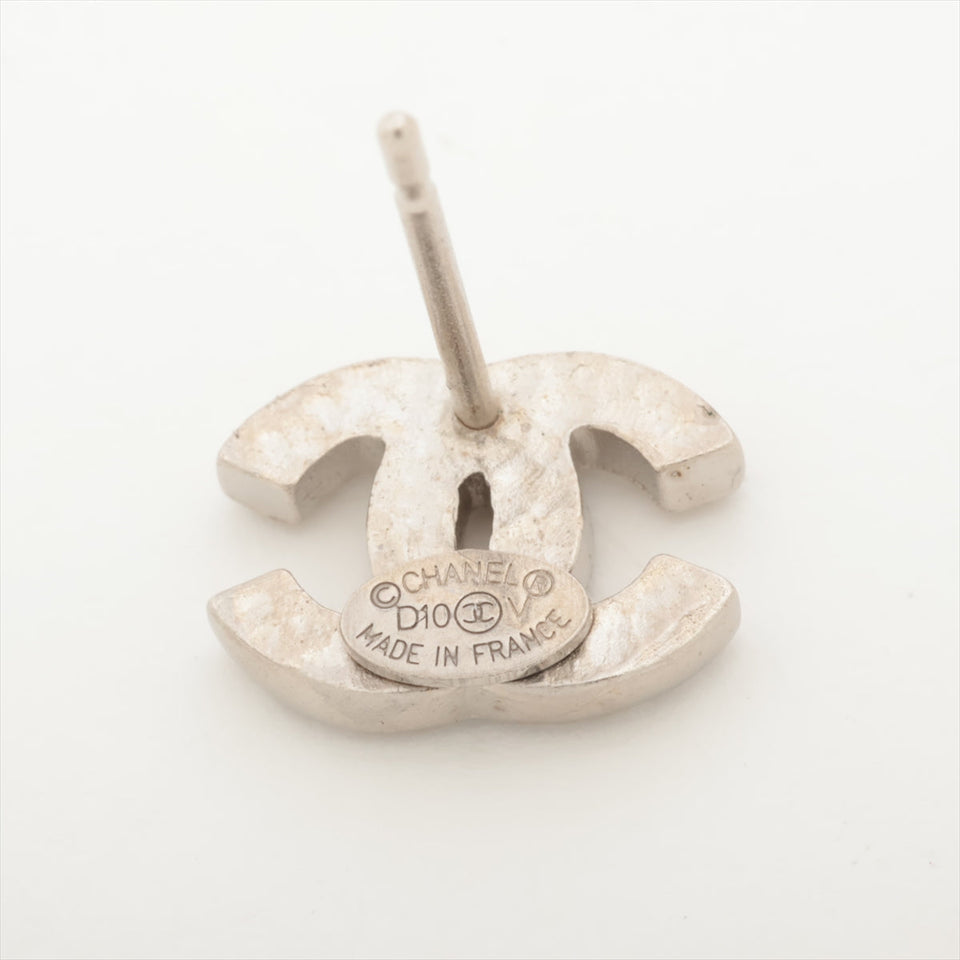 Chanel Coco Logo Rhinestone Silver Stud Earrings Costume Jewellery