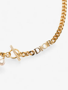 Christian Dior Dior Pearl Detailed Necklace Gold Base Metal