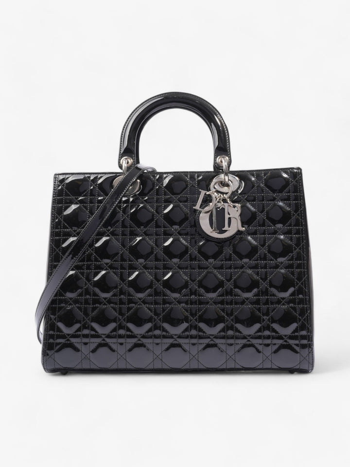 Christian Dior Lady Dior Black Patent Leather Large