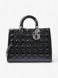 Christian Dior Lady Dior Black Patent Leather Large