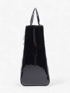 Christian Dior Lady Dior Black Patent Leather Large