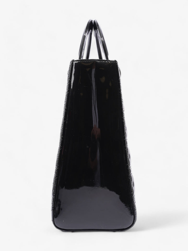 Christian Dior Lady Dior Black Patent Leather Large