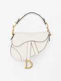 Christian Dior Saddle Bag White Calfskin Leather Mini