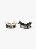 Christian Dior Bracelet Set Black / White / Gold Cotton