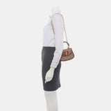 Gucci Bamboo 1947 Mini Brown Leather and Canvas with Glitter Crossbody Bag