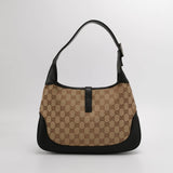 Gucci Jackie Vintage Medium Monogram Canvas Black Leather Shoulder Bag
