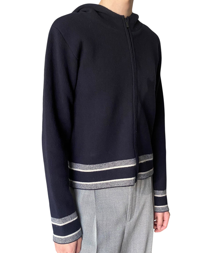 Christian Dior Navy Cashmere Logo Hoodie - US 4