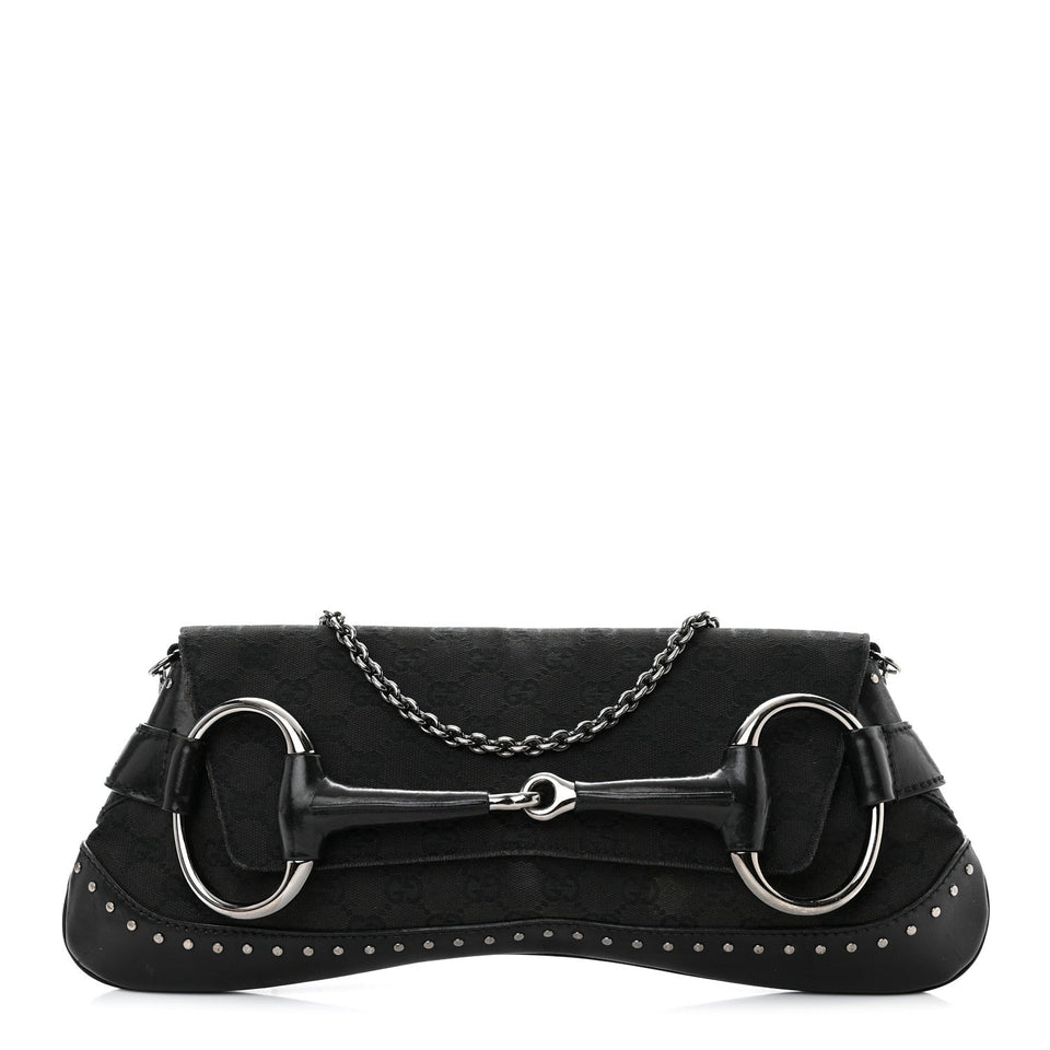 Gucci Horsebit 1955 Cloth Black Monogram Shoulder bag