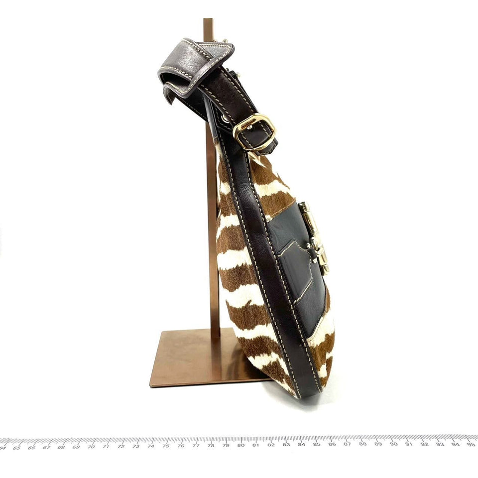 Gucci Jackie Vintage Zebra Print Pony-style Calfskin Side Horsebit
