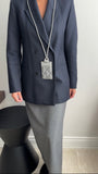 Dior CD Diamond Print Grey Coated Canvas  Holder on Lanyard