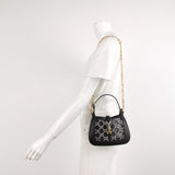 Gucci Jackie 1961 Mini Black Lizard Skin Mesh with Crystals Chain Strap