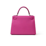 Hermes Kelly 28 Sellier Rose Pourpre Epsom Palladium Hardware