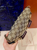 Gucci Horsebit 1955 Chain Bag Gucci Monogram Iridescent Purple Leather and Gold Studs