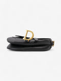 Christian Dior Saddle Bag with Strap Black Calfskin Leather