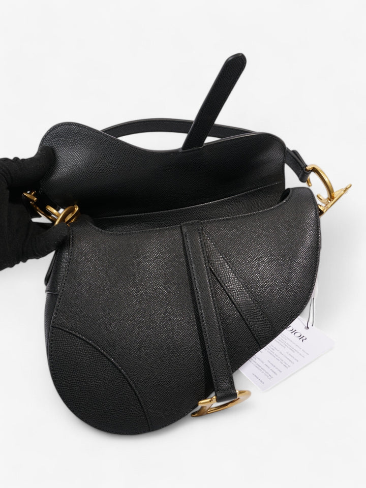 Christian Dior Saddle Bag with Strap Black Calfskin Leather