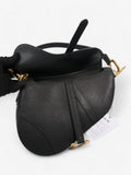 Christian Dior Saddle Bag with Strap Black Calfskin Leather