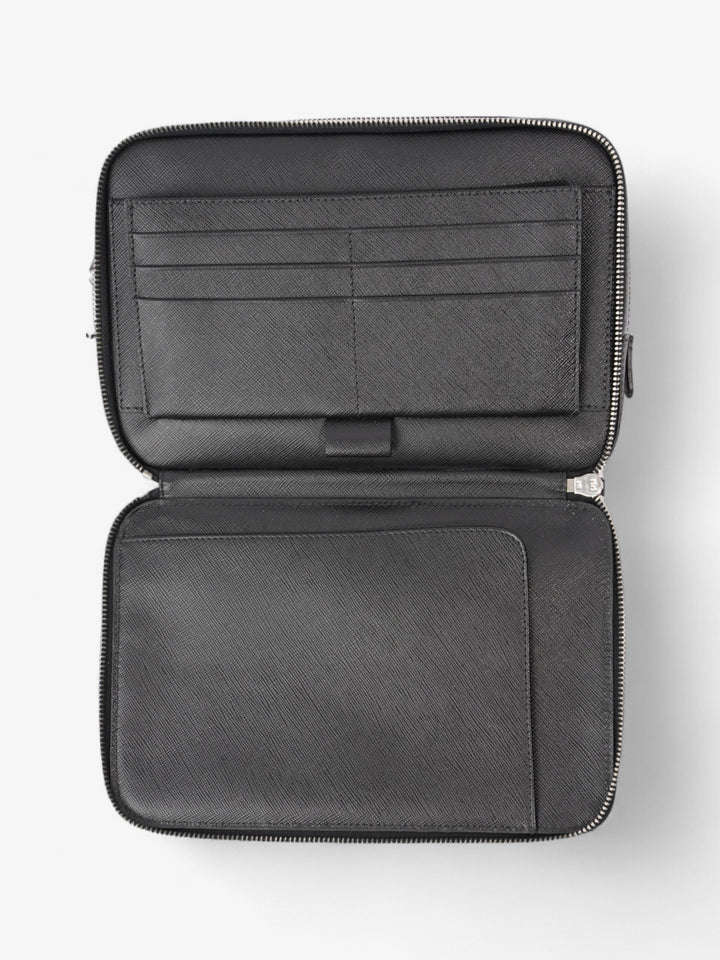 Prada Zipped Clutch Black Saffiano Leather