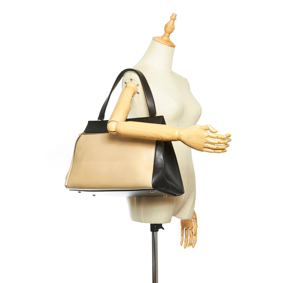 Medium Edge Leather Handbag Brown