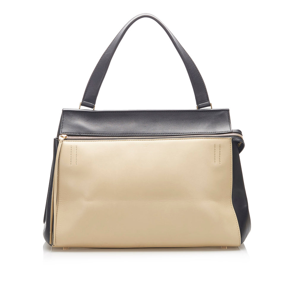 Medium Edge Leather Handbag Brown