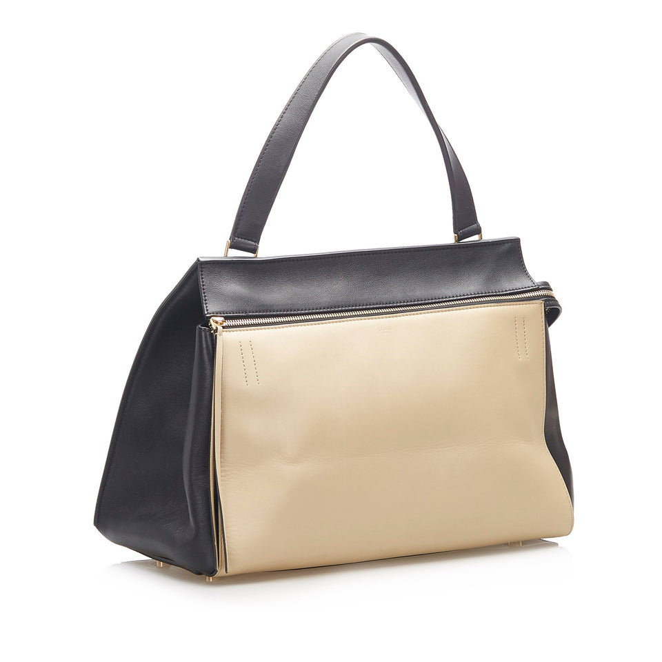 Medium Edge Leather Handbag Brown