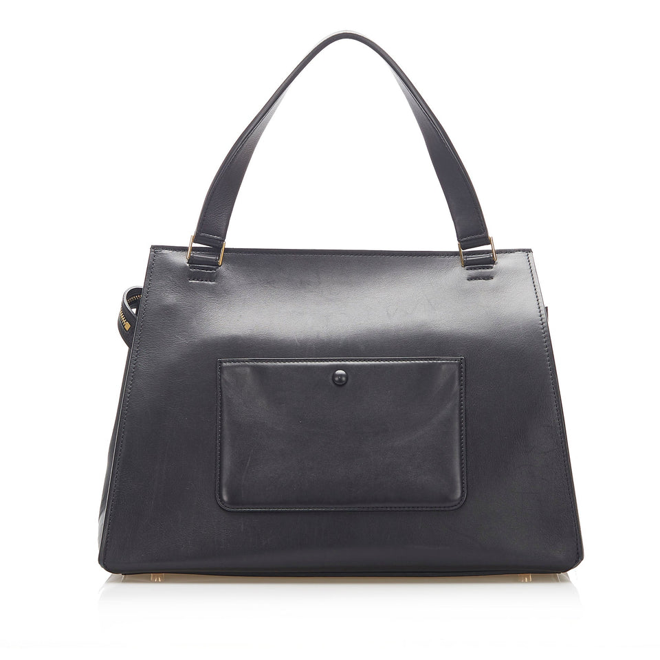 Medium Edge Leather Handbag Brown