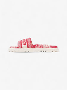 Christian Dior Dway Logo Toile De Jouy Slide Raspberry Canvas EU 41 UK 8