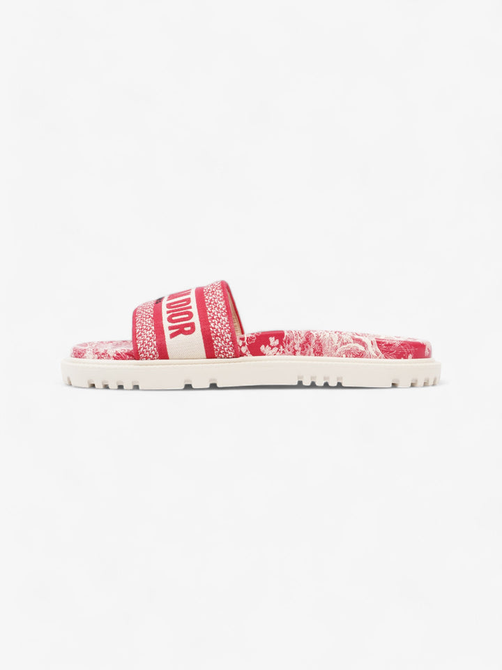 Christian Dior Dway Logo Toile De Jouy Slide Raspberry Canvas EU 41 UK 8