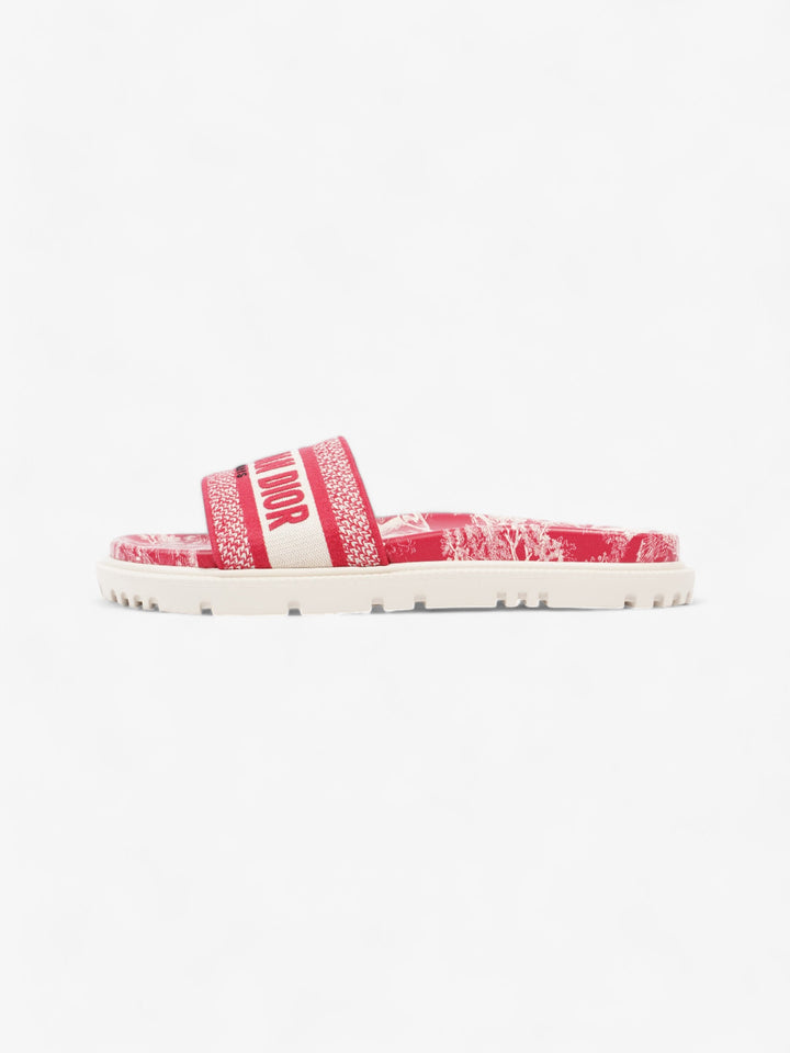 Christian Dior Dway Logo Toile De Jouy Slide Raspberry Canvas EU 41 UK 8