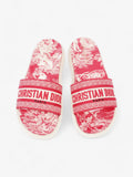 Christian Dior Dway Logo Toile De Jouy Slide Raspberry Canvas EU 41 UK 8