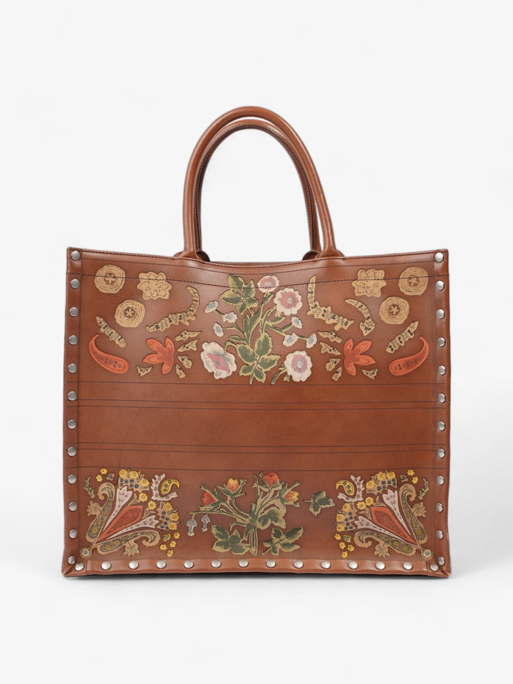 Christian Dior Book Tote Brown / Floral Leather Large