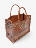 Christian Dior Book Tote Brown / Floral Leather Large