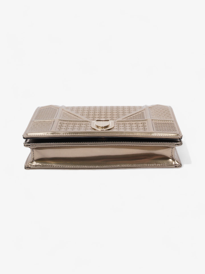 Christian Dior Diorama Wallet On Chain Metallic Gold Patent Leather