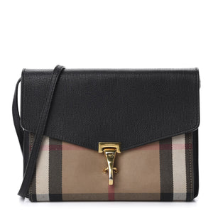 Burberry Black Macken Small House Check & Leather Crossbody Bag
