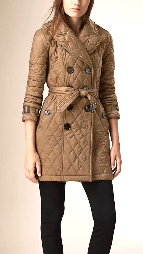 Burberry BRIT NOVA CHECK GOLDSMEAD BELTED QUILTED COAT