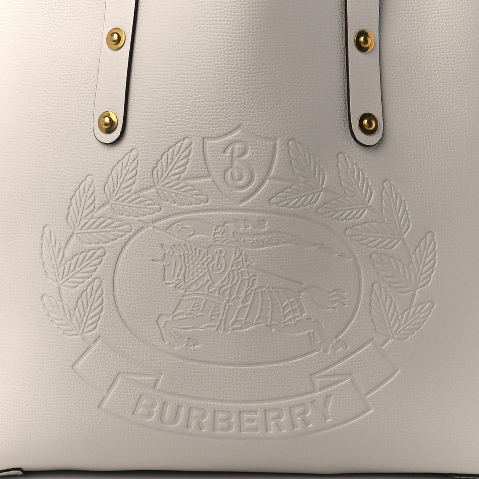 Burberry CALFSKIN CREST EMBOSSED SMALL TOTE BAG