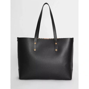 Burberry GRAINY LEATHER HAYMARKET CHECK TOTE BAG